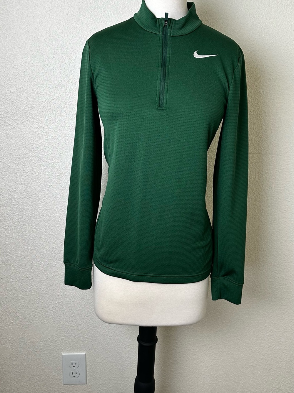 Nike Forest Green Half-Zip Pullover with White Swoosh